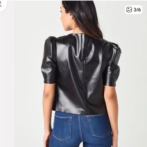 cupcakes & cashmere Black Leather Puff Sleeve Jacket